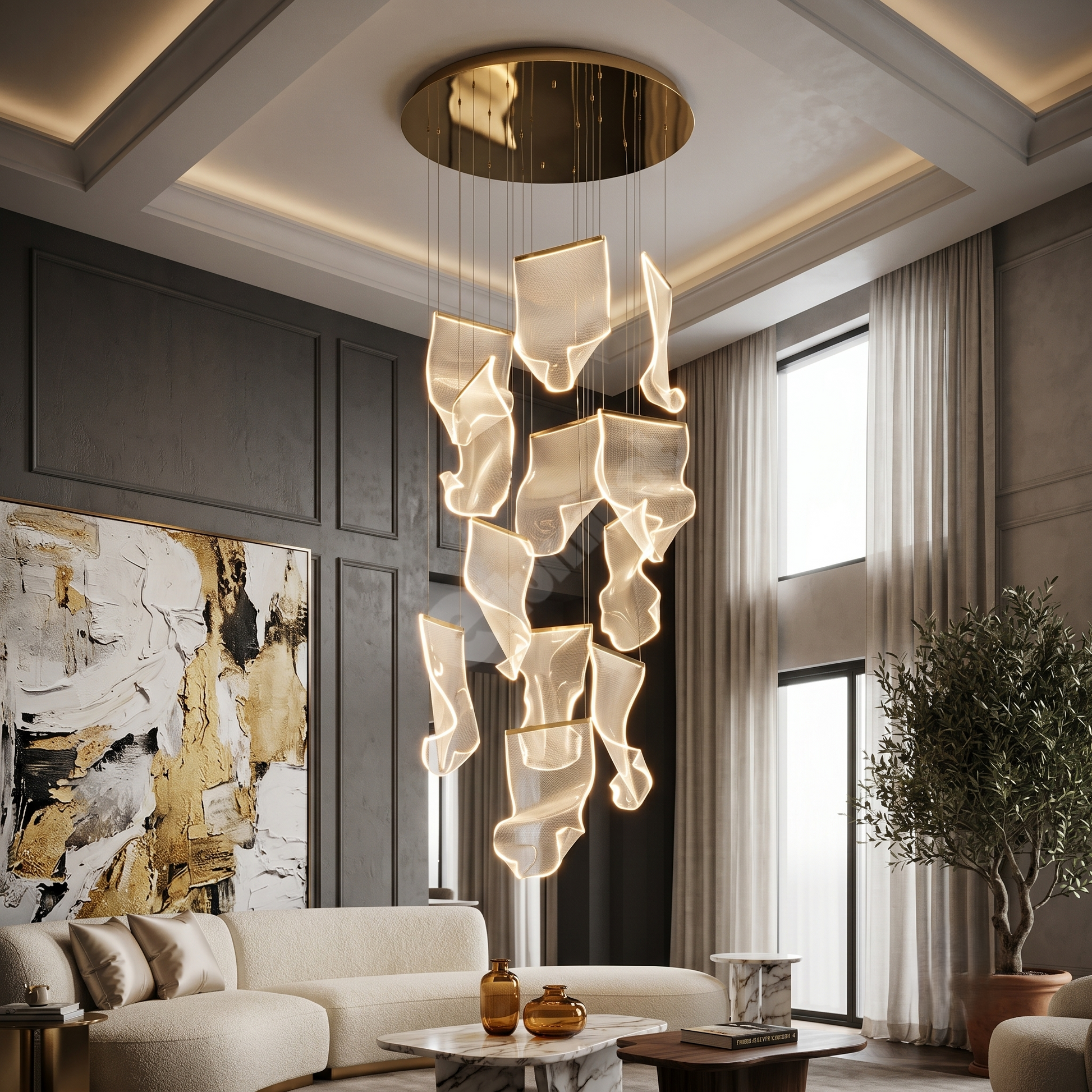 LED осветително тяло Luxury PAPER QUILL GOLD 12 елемента Еквивалент 300W