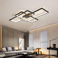 Lustra LED Modern Black Rectangle Echivalent 800W Telecomanda NEAGRA / 100CM / MINIMALIST DESIGN Lighting Fixtures