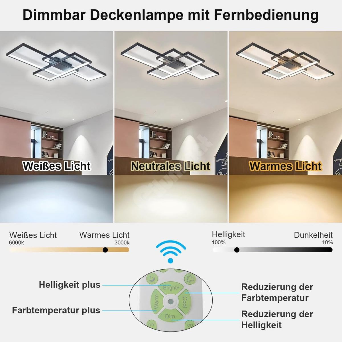 Lustra LED Modern Black Rectangle Echivalent 800W Telecomanda NEAGRA / 100CM / MINIMALIST DESIGN Lighting Fixtures