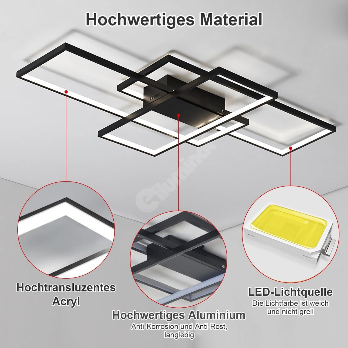 Lustra LED Modern Black Rectangle Echivalent 800W Telecomanda NEAGRA / 100CM / MINIMALIST DESIGN Lighting Fixtures