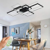 Lustra LED Modern Black Rectangle Echivalent 800W Telecomanda NEAGRA / 100CM / MINIMALIST DESIGN Lighting Fixtures