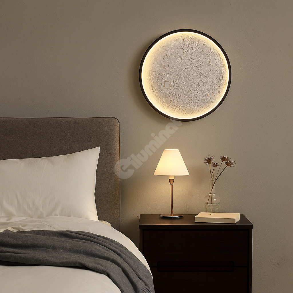 Lustra LED MOON Neagra Echivalent 180W NEAGRA / 30CM Lighting Fixtures