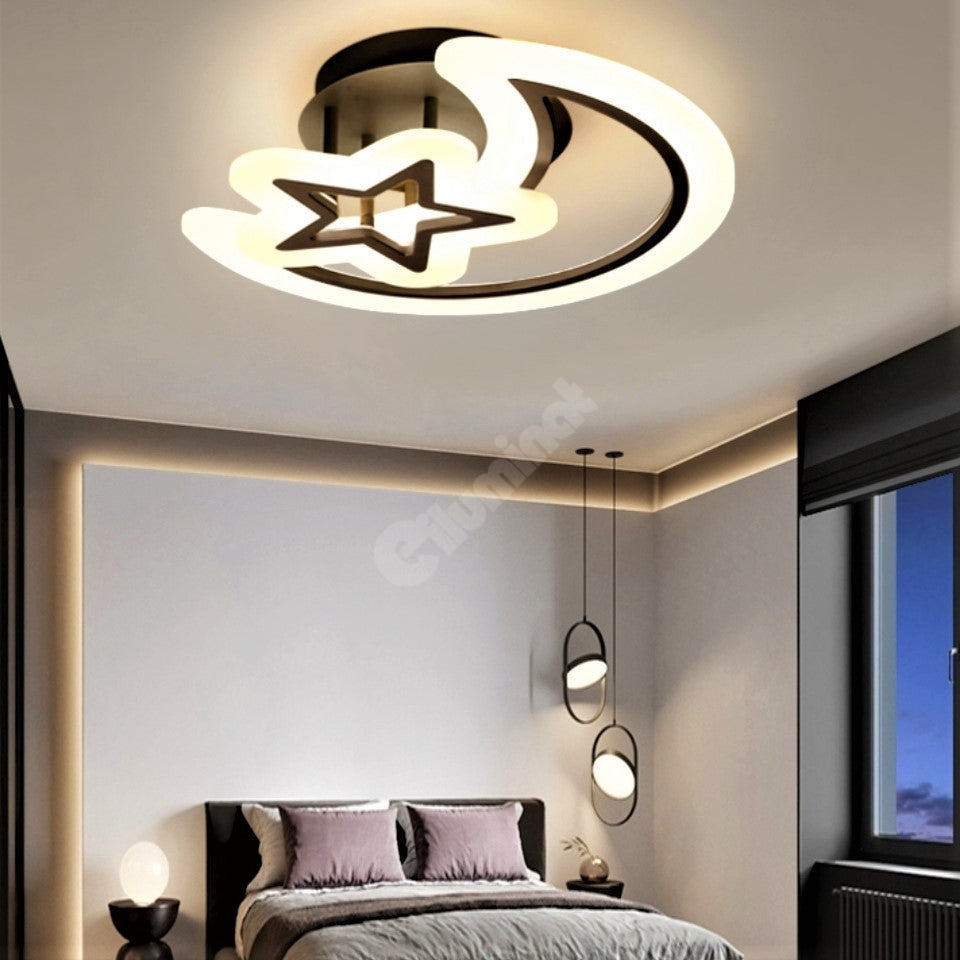 Lustra Led 78W Semiluna Neagra Telecomanda Echivalent 400W Lighting Fixtures