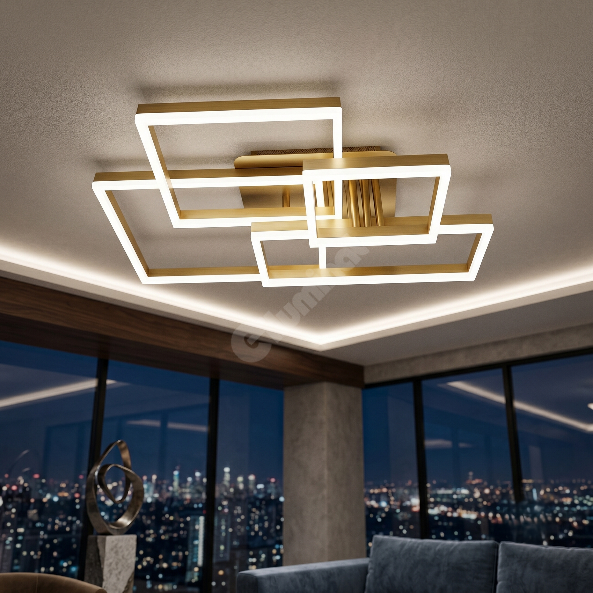 LED осветително тяло 184W Straight Angles Gold с дистанционно, еквивалент 800W