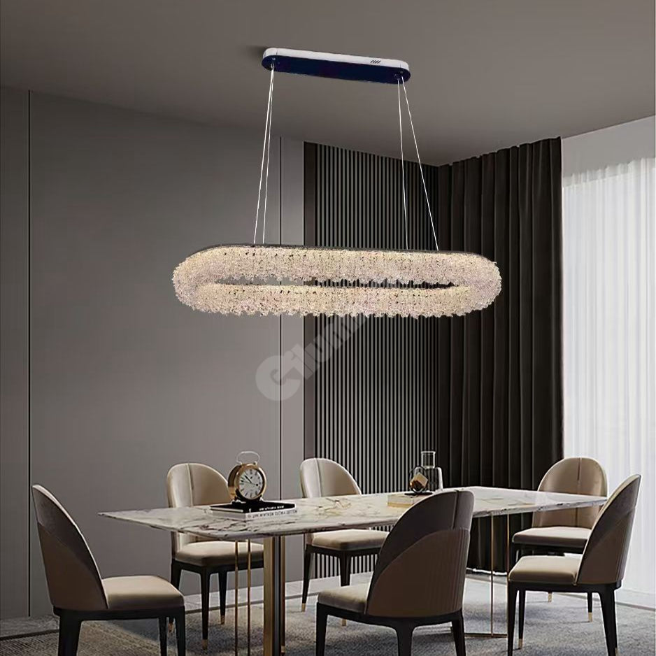 Lustra LED Suspendata 100W Chrome Crystal Sponge 80x30cm CRISTAL / AURIE Ceiling Light Fixtures