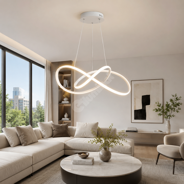LED осветително тяло пендел INFINITY бяло, еквивалент 500W, с дистанционно