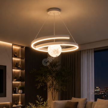 Осветително тяло LED висящо INFINITY SPHERE бяло, еквивалент 500W