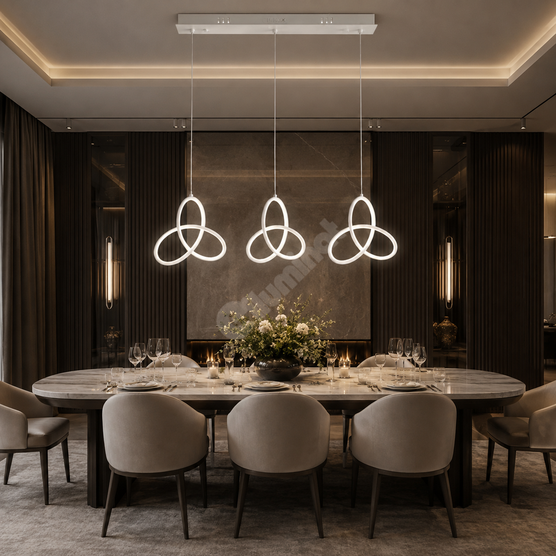 Висящо LED осветително тяло TRIFOGLIO White 75CM Еквивалент 380W + дистанционно