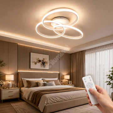 LED осветително тяло Three RINGS White еквивалент 400W с дистанционно