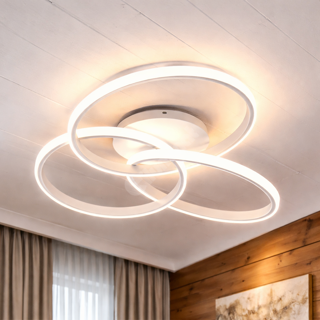 LED осветително тяло Three RINGS White еквивалент 400W с дистанционно