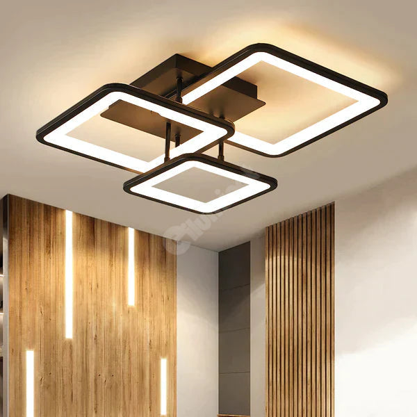 Lustra Led Three Square Maro Echivalent 400W Telecomanda Lighting Fixtures
