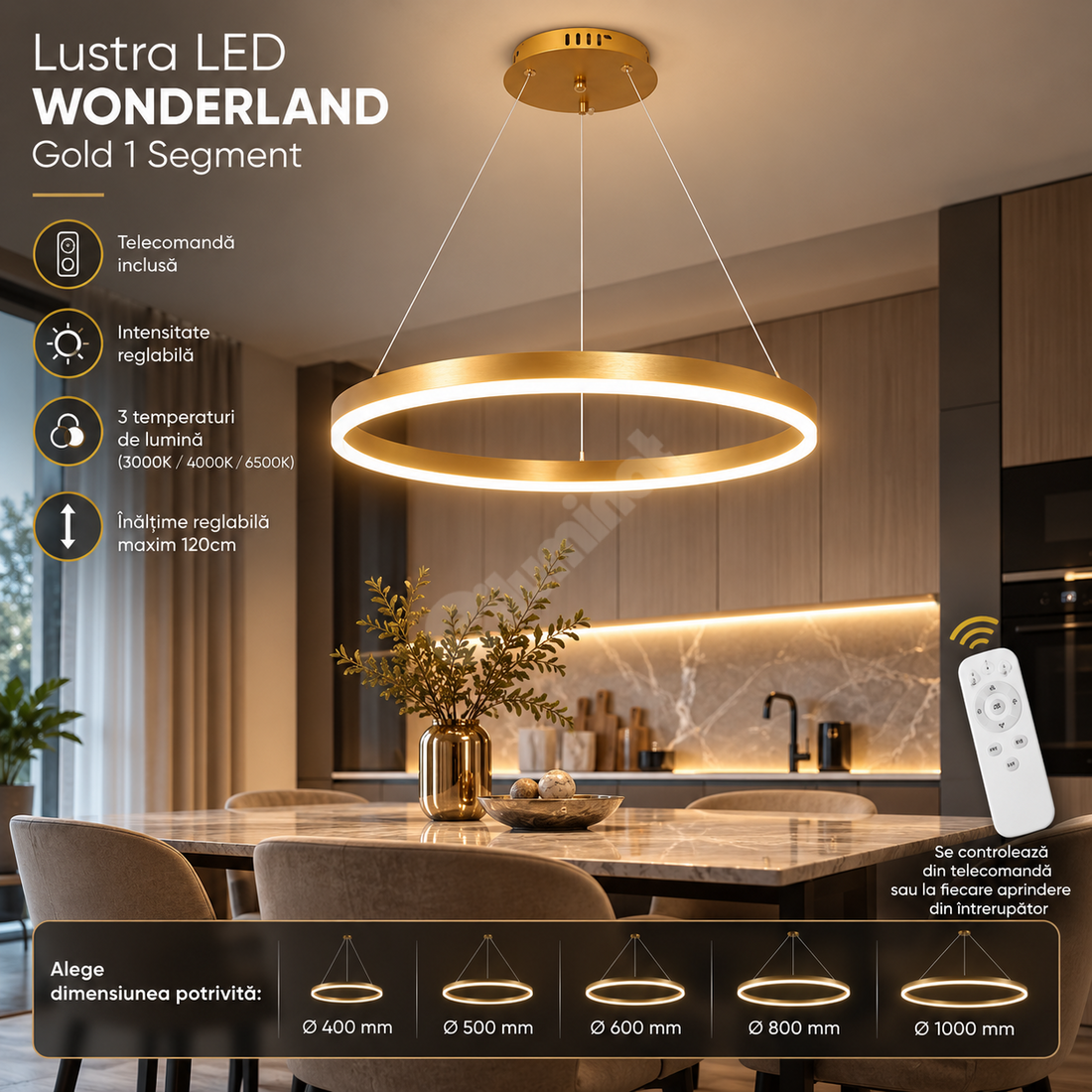 LED осветително тяло WONDERLAND Gold 1 сегмент еквивалент 300W
