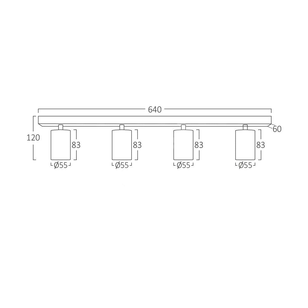 Lustra Neagra Liniara cu 4 Spoturi Reglabile 4xGU10 Lighting Fixtures