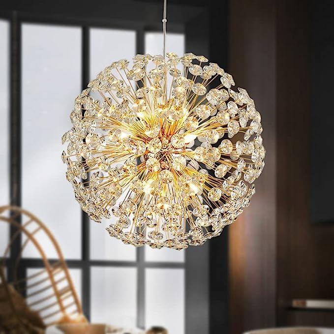 Lustra Suspendata Crystal Dandelion Gold Lighting Fixtures