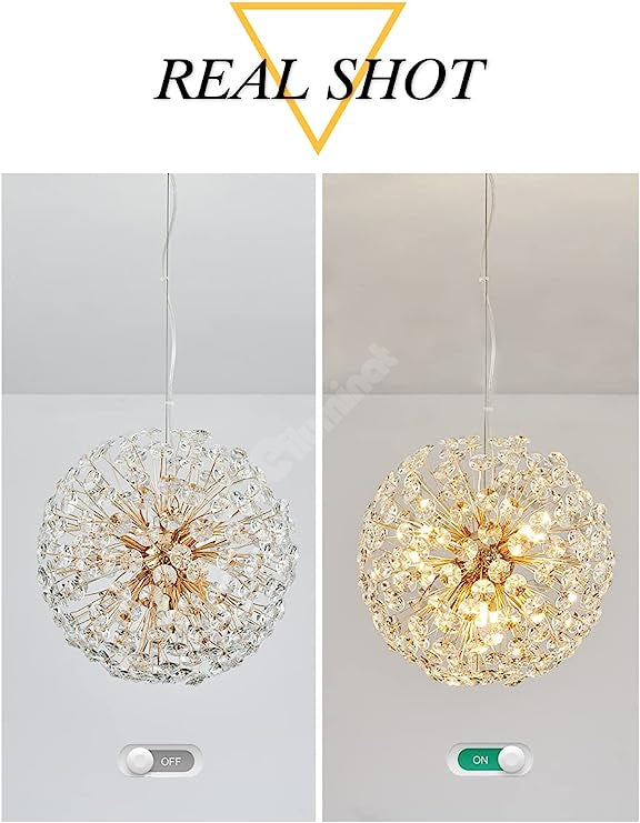 Lustra Suspendata Crystal Dandelion Gold Lighting Fixtures