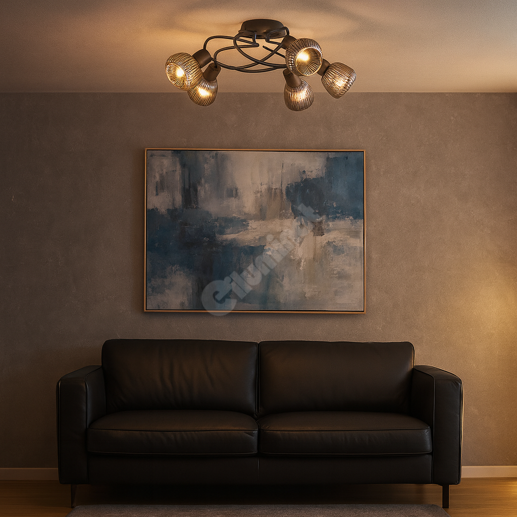 Lustra TARIFA Abajur Negru Mat 6xE14 NEAGRA / ABAJUR Chandeliers