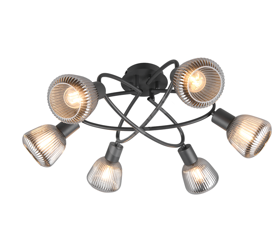Lustra TARIFA Abajur Negru Mat 6xE14 NEAGRA / ABAJUR Chandeliers