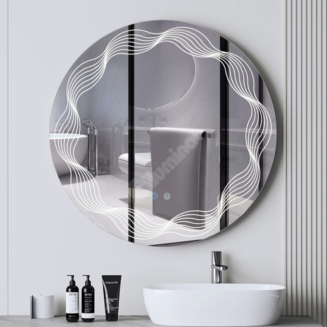 Oglinda LED Rotunda 60cm 3 Lumini Dezaburire si Touch E26S/60x60 FRAMELESS / 60CM LED MIRROR