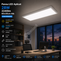 LED панел 28W 60x30cm Бял за повърхностен монтаж Еквивалент 300W