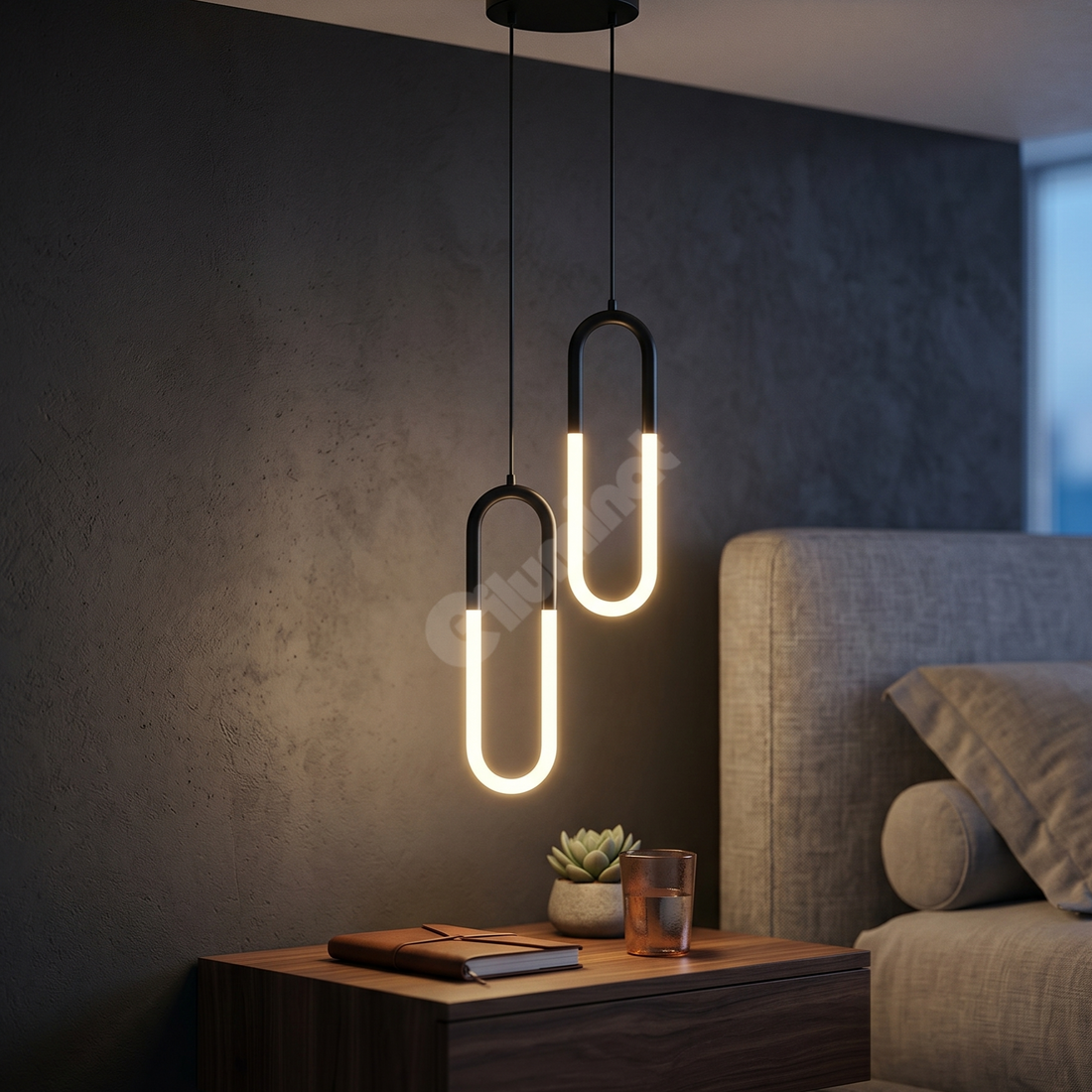 LED висящо осветително тяло Twin HALO Black 4500K, еквивалент 200W