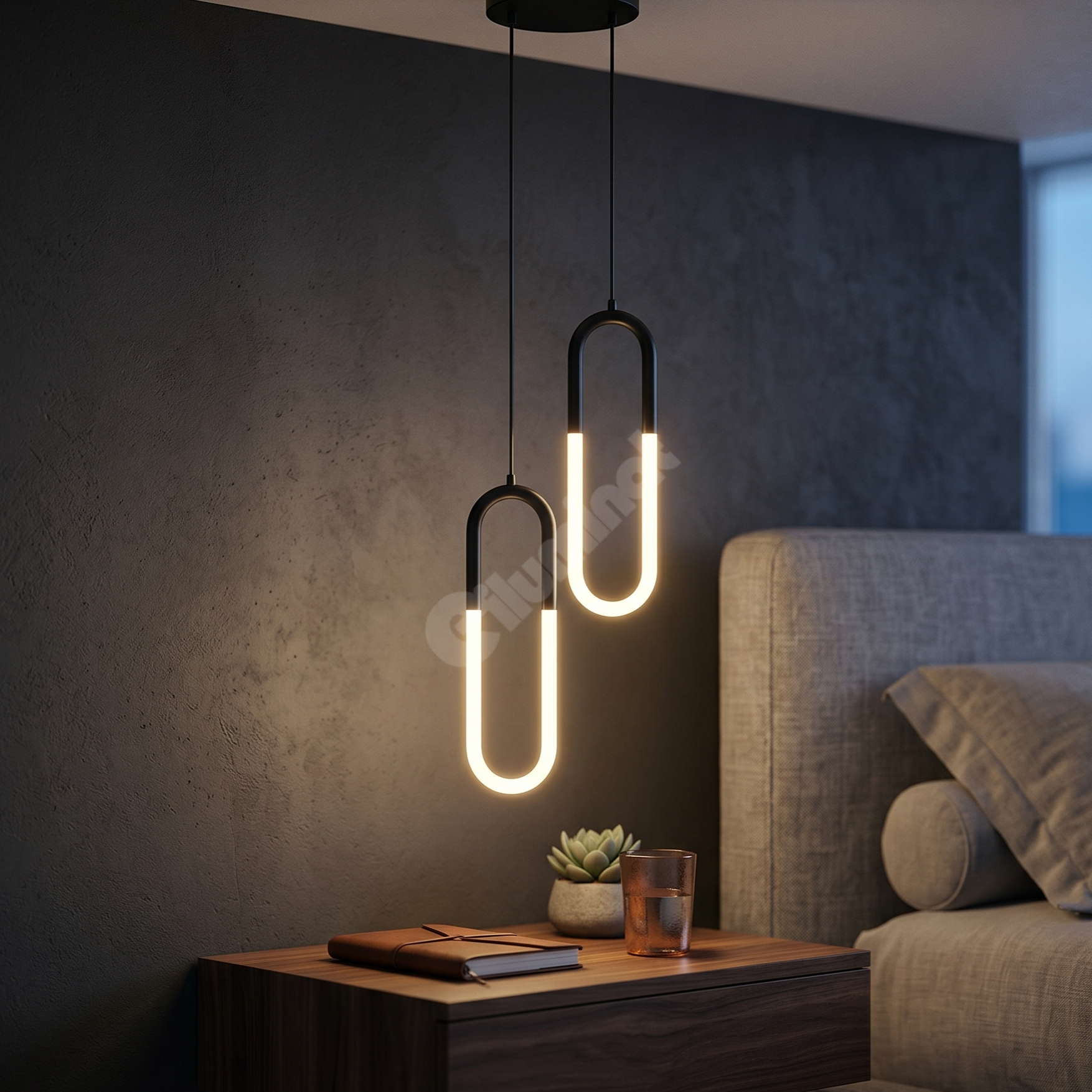 LED висящо осветително тяло Twin HALO Black 4500K, еквивалент 200W