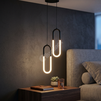LED висящо осветително тяло Twin HALO Black 4500K, еквивалент 200W