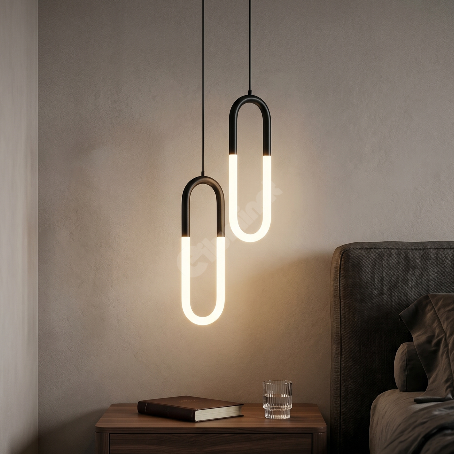 LED висящо осветително тяло Twin HALO Black 4500K, еквивалент 200W
