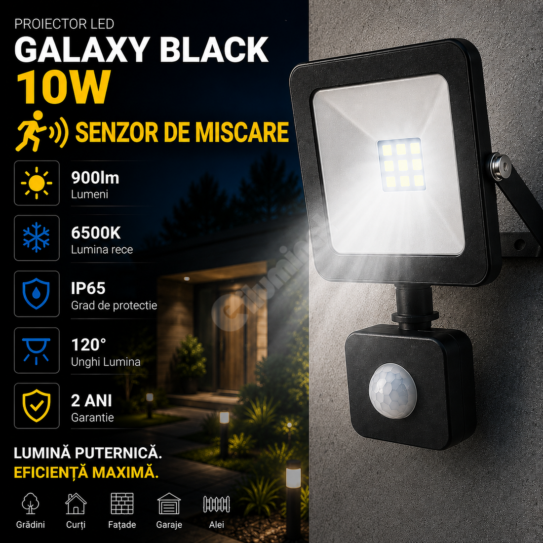 LED прожектор 10W Galaxy SMD със сензор