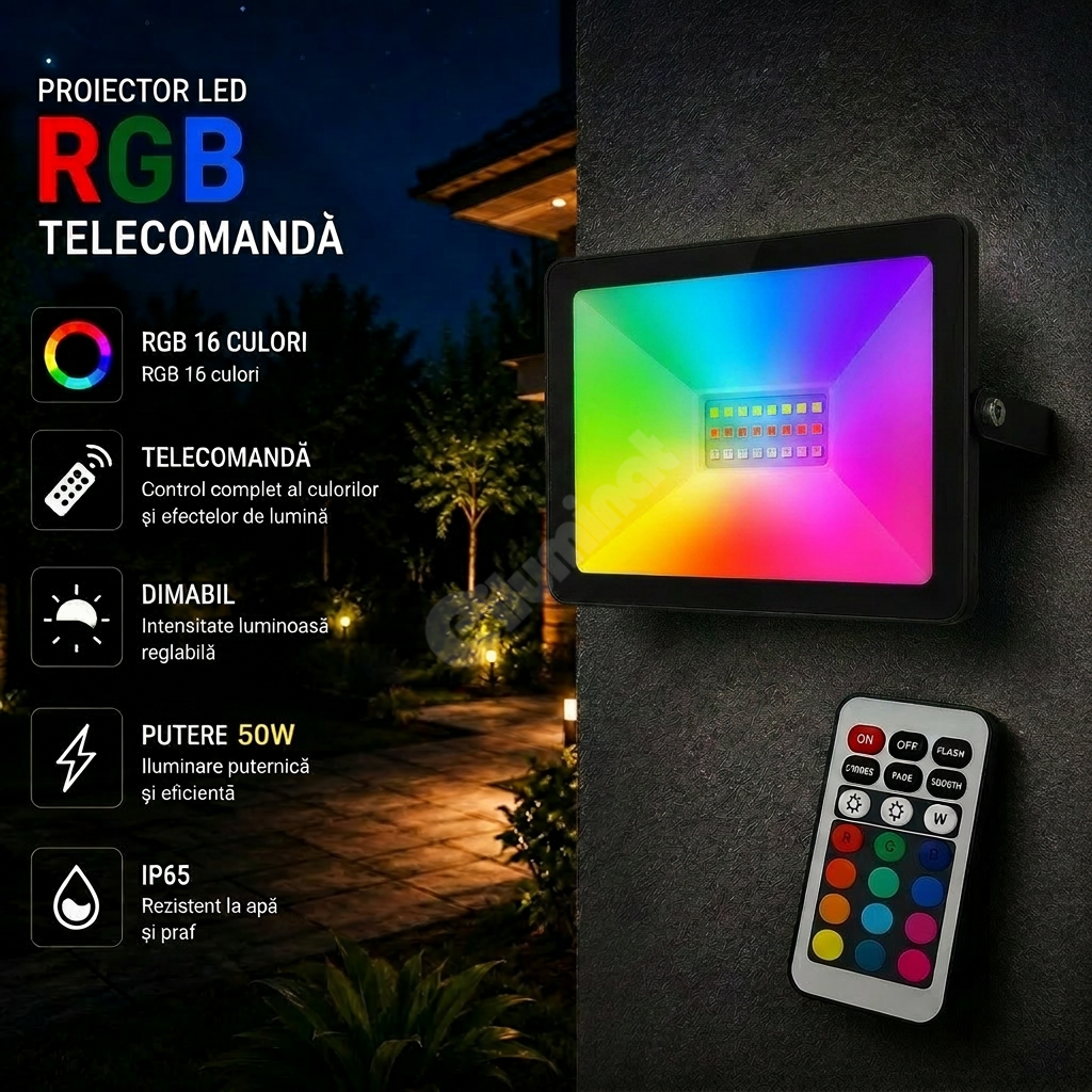LED прожектор 50W ултратънък RGB SPN