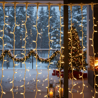 LED завеса Snowvale 500x80cm Топла светлина 180 LED диода Бял кабел