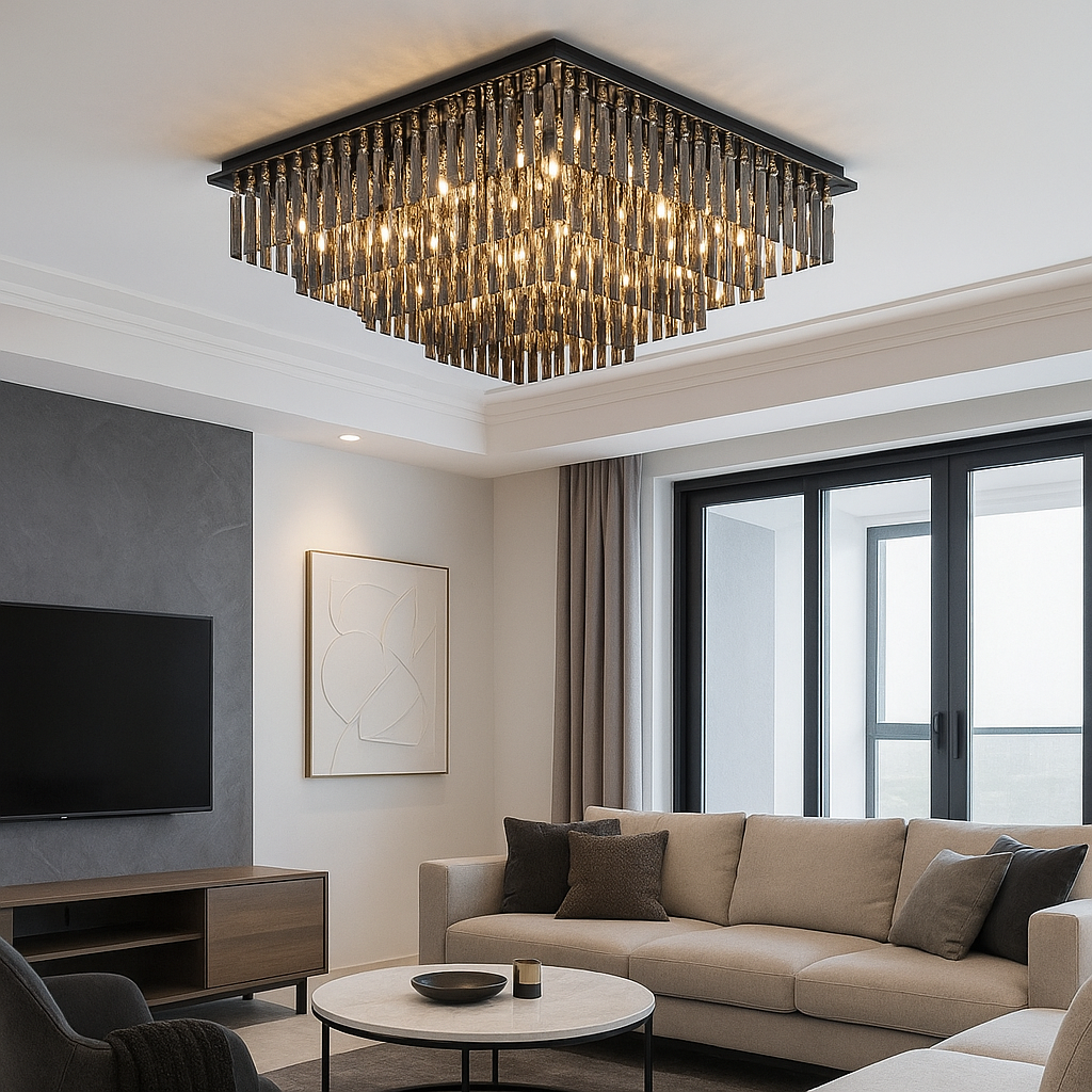 Плафонен полилей Cristal Dark Square Luxury