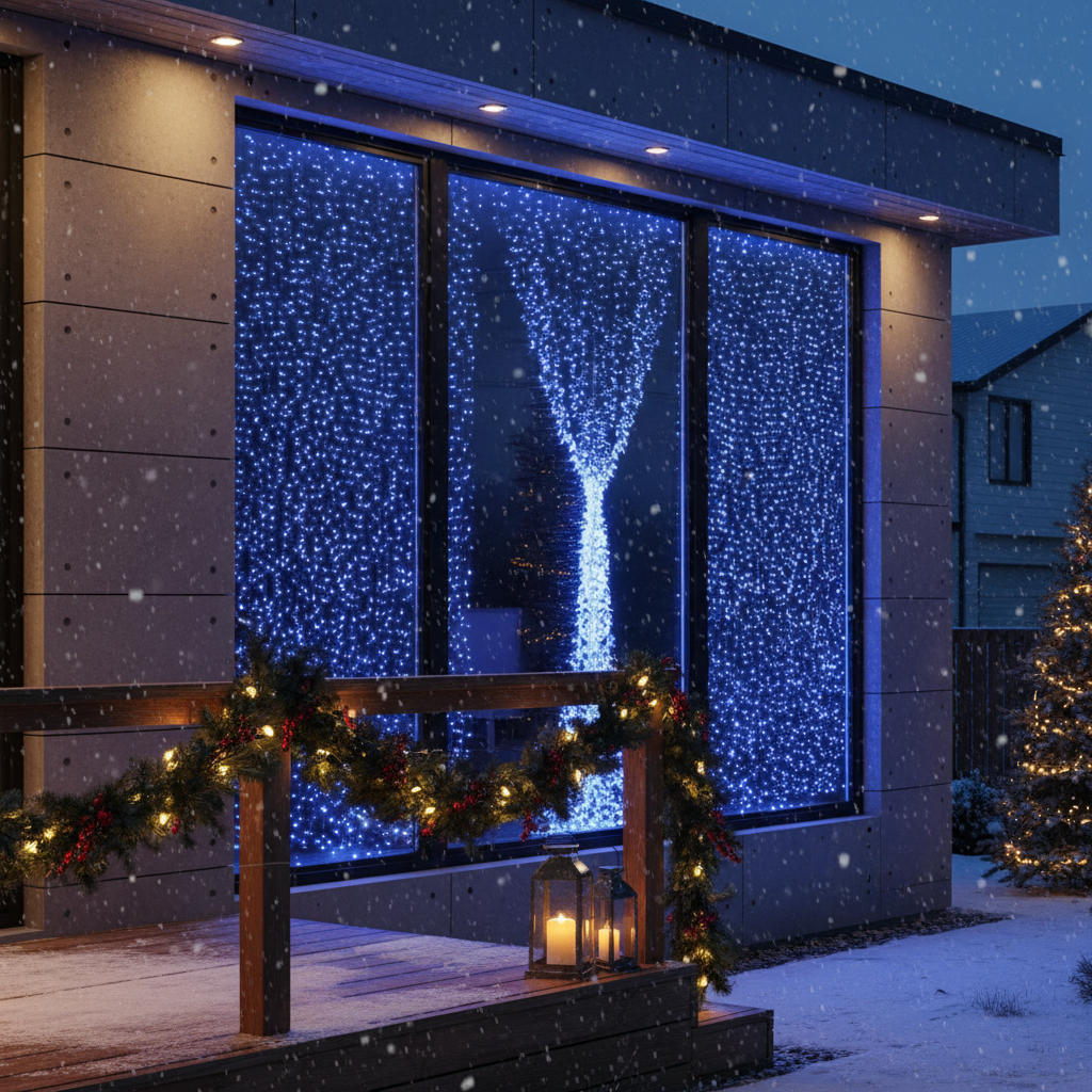 LED завеса Everblue 2.5x3m синя светлина 720 LED IP44