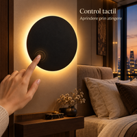 LED аплик 22W 20cm кръгъл Черен с тъч контрол