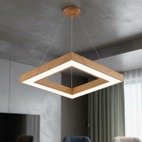 LED осветително тяло висящо RENZO Square Wood с дистанционно, еквивалент 300W