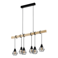 Lustra Suspendata TOWNSHEND 5 Black & Wood Eglo Chandeliers