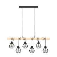Lustra Suspendata TOWNSHEND 5 Black & Wood Eglo Chandeliers