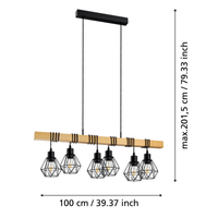 Осветително тяло TOWNSHEND 5 Black & Wood Eglo