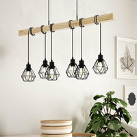 Lustra Suspendata TOWNSHEND 5 Black & Wood Eglo Chandeliers