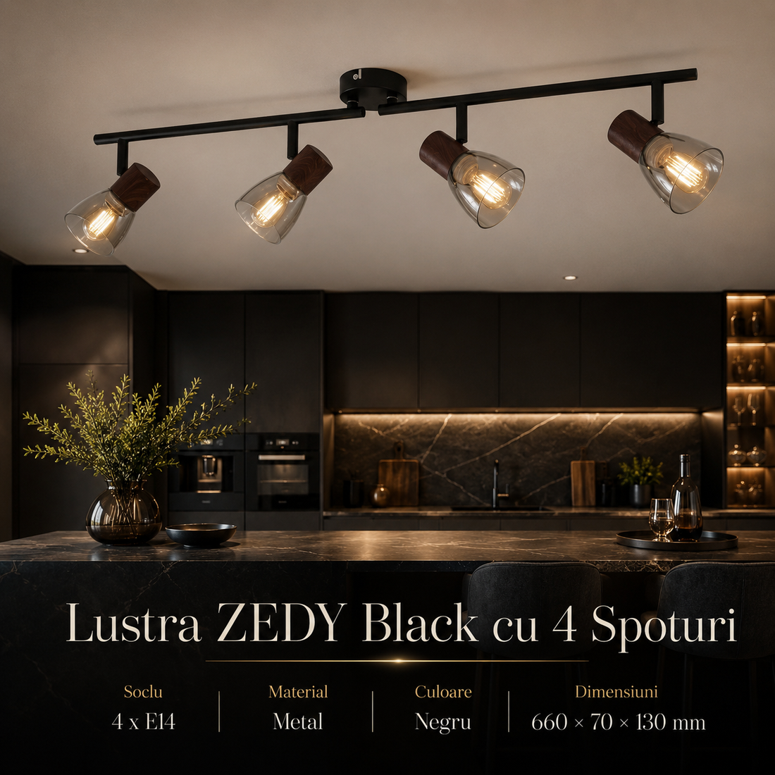 Осветително тяло ZEDY Black с 4 спота
