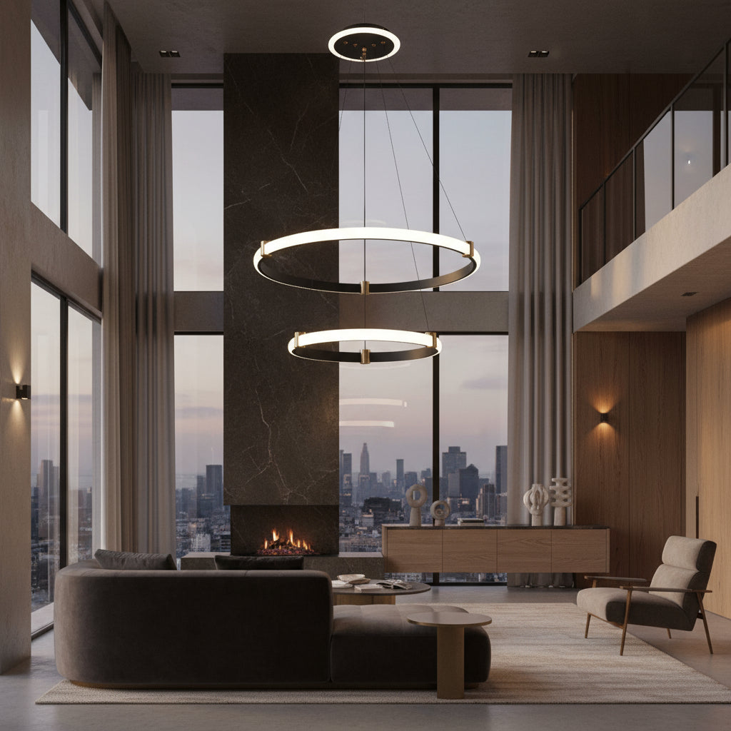 LED осветително тяло ZENO Black, висящо, еквивалент 250W, с дистанционно
