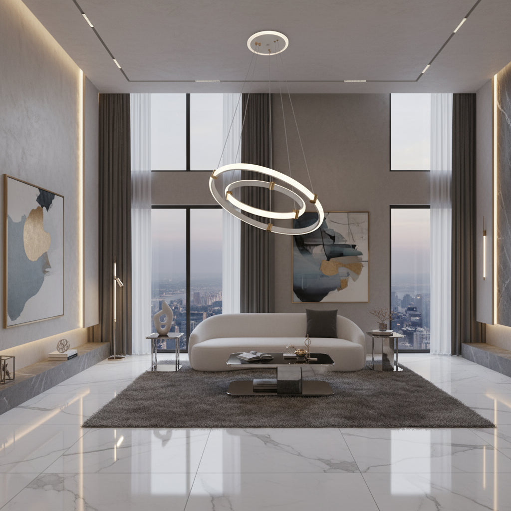 LED осветително тяло ZENO White, висящо, еквивалент 250W, с дистанционно
