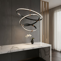 LED осветително тяло ZENO Black, висящо, 3 сегмента, еквивалент 400W, с дистанционно