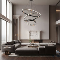 LED осветително тяло ZENO Black, висящо, 3 сегмента, еквивалент 400W, с дистанционно