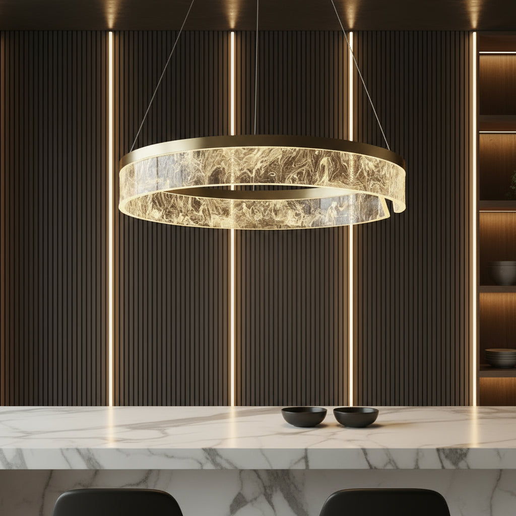 LED осветително тяло тип пендел OMNI Gold, еквивалент 250W, с дистанционно