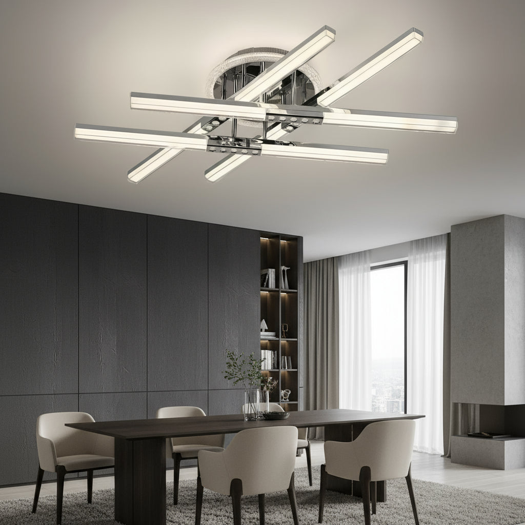 Осветително тяло LED 4 Lines ROEN Silver Еквивалент 400W Дистанционно управление