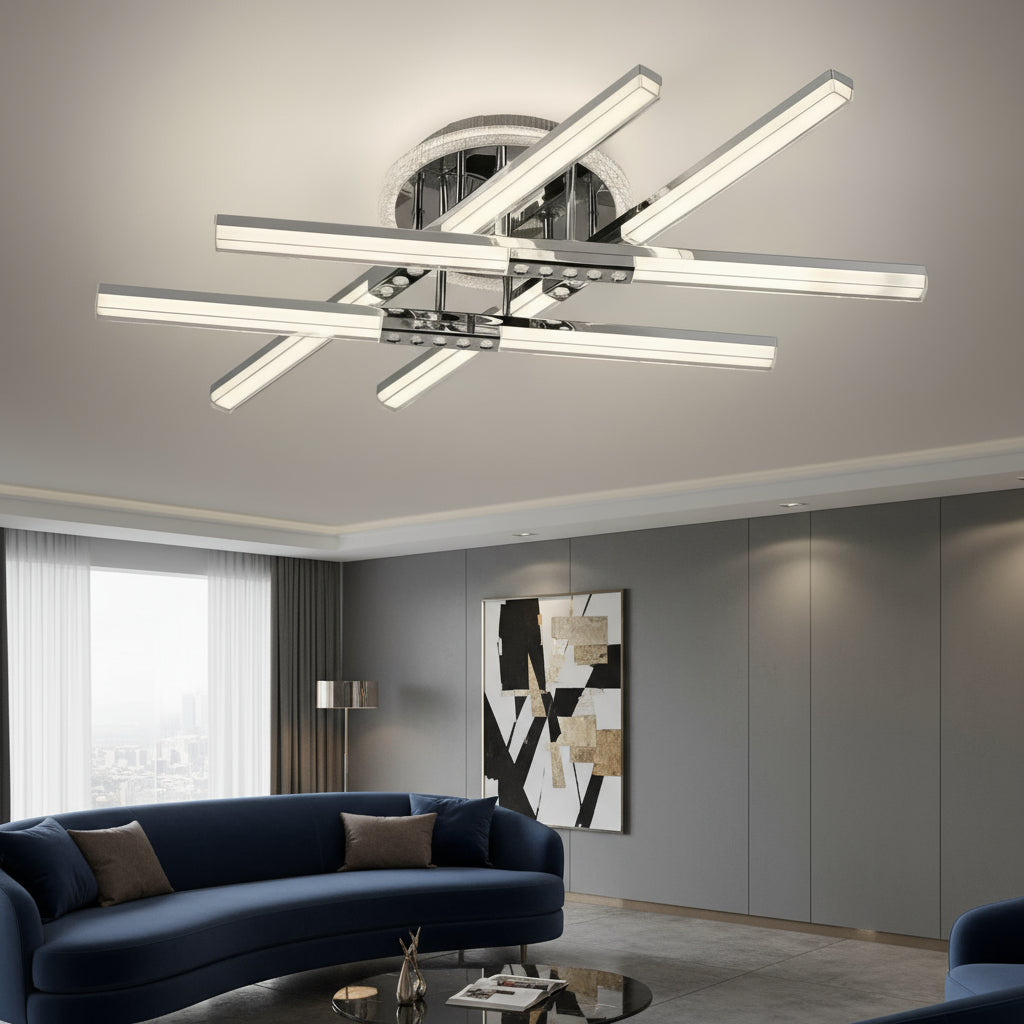 Осветително тяло LED 4 Lines ROEN Silver Еквивалент 400W Дистанционно управление