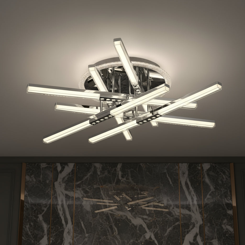 LED осветително тяло 6 Lines ROEN Silver Еквивалент 700W Дистанционно