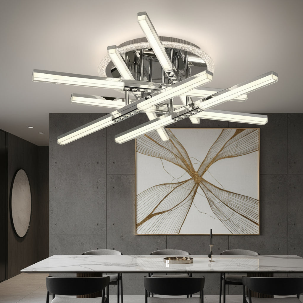 LED осветително тяло 6 Lines ROEN Silver Еквивалент 700W Дистанционно
