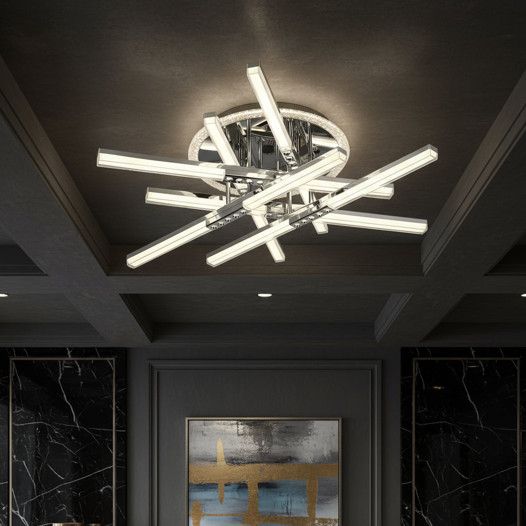 LED осветително тяло 6 Lines ROEN Silver Еквивалент 700W Дистанционно