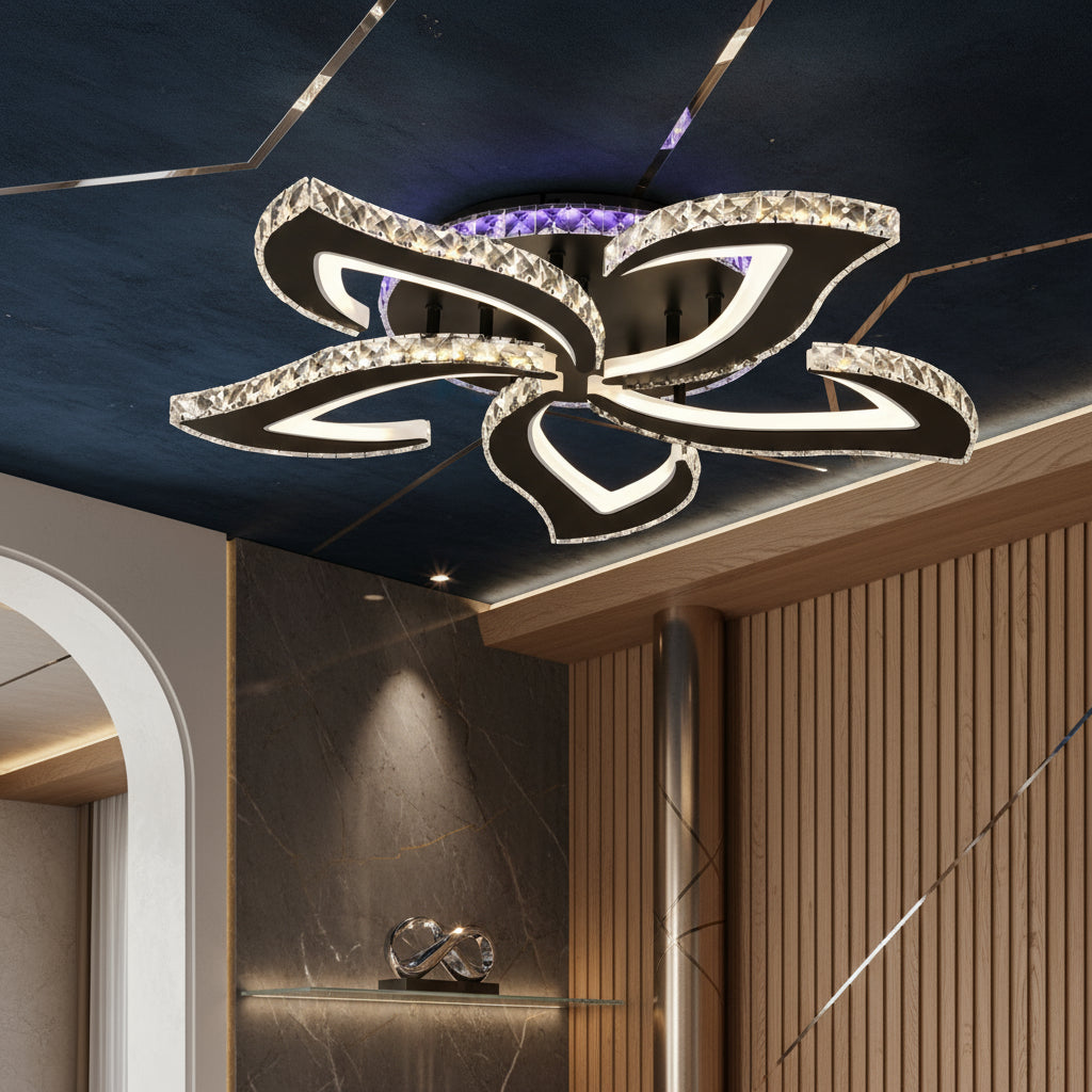 LED осветително тяло Camelia Cristal RGB Black Еквивалент 600W с дистанционно